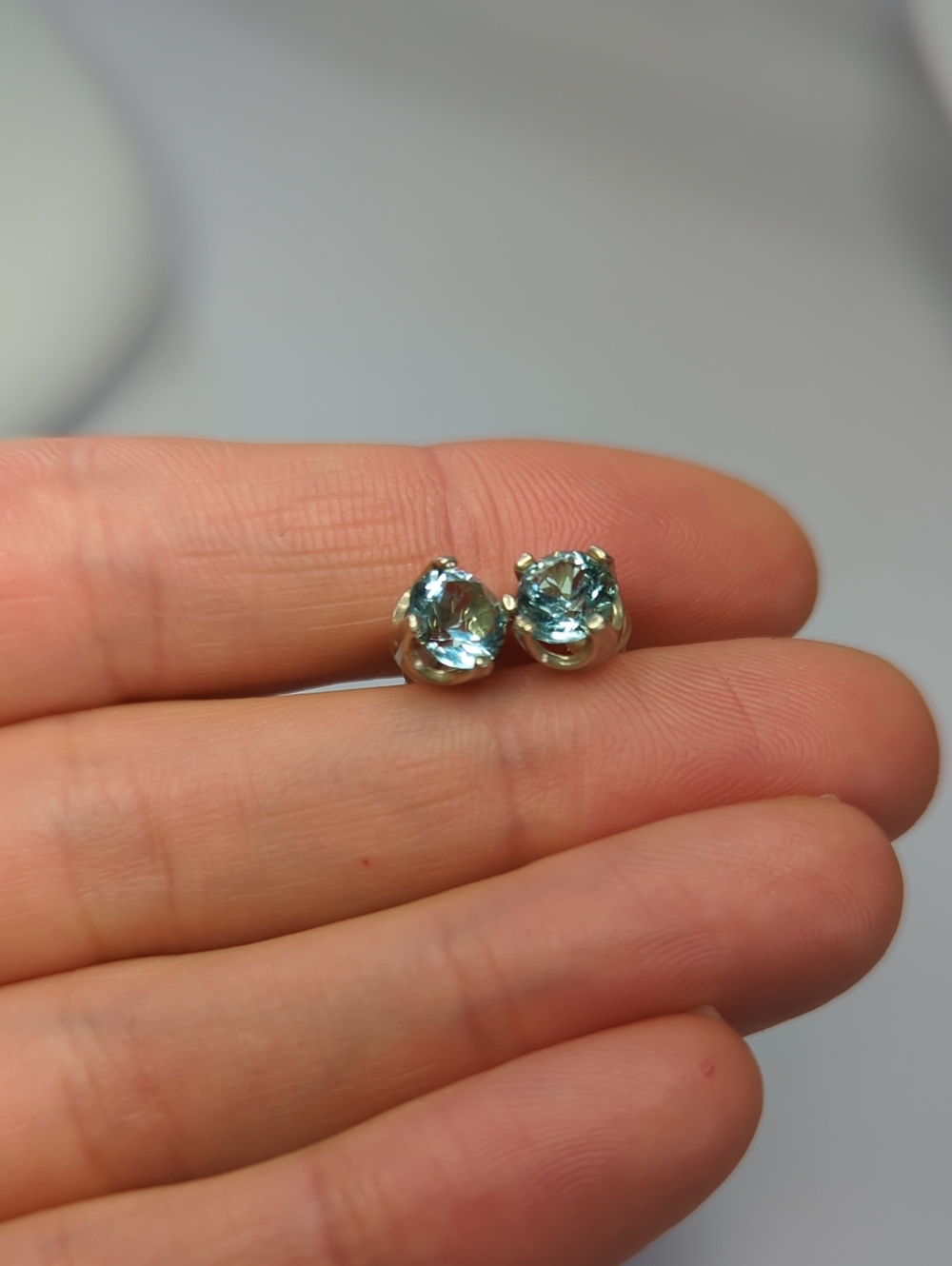 Sterling Silver Sky Blue Topaz Gemstone Stud Earrings